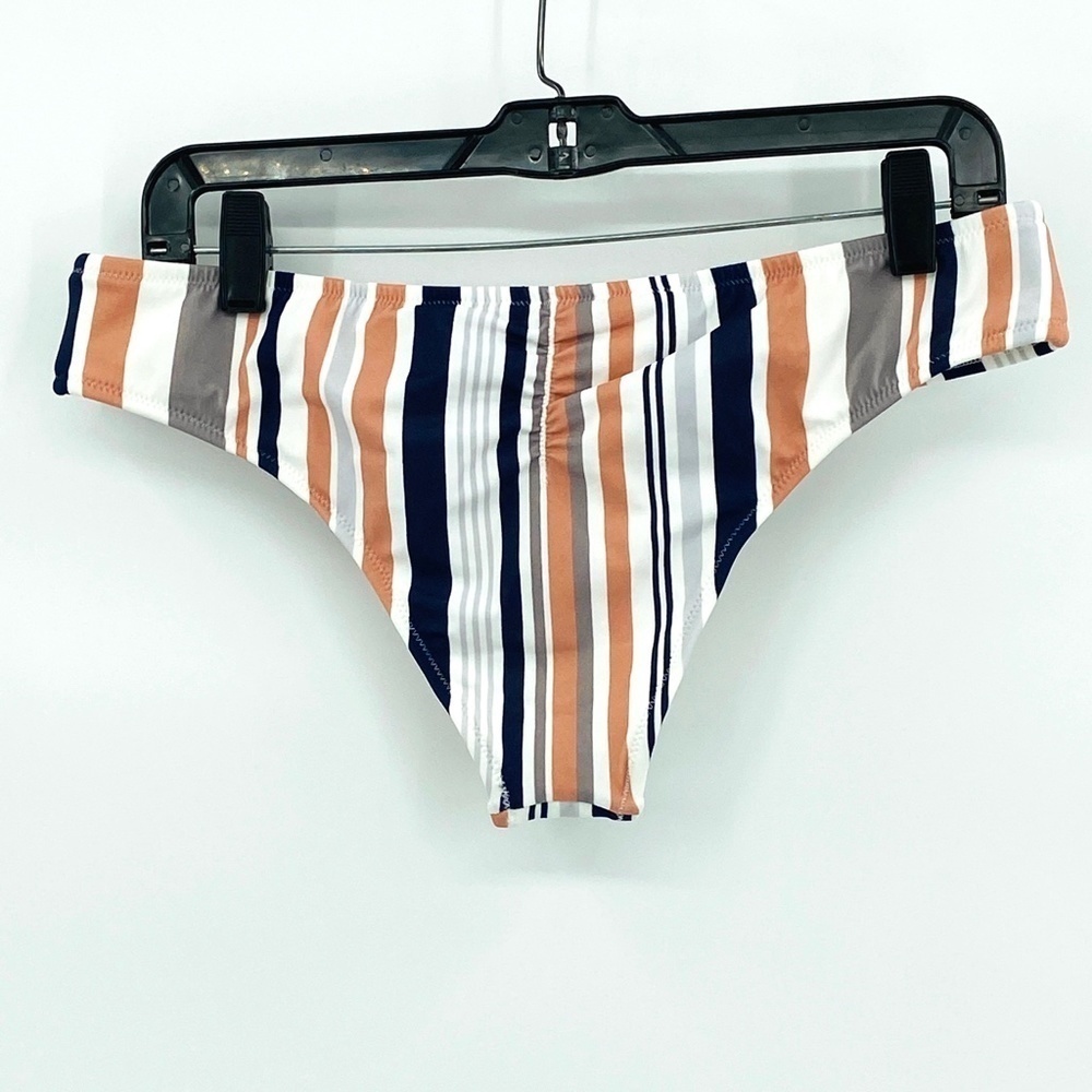 Nwt Adore Me Burnt Orange White Stripe Bandeau Bikini Swim Suit Medium Large — image 7 of 8